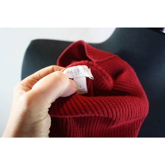 Talbots Ribbed Turtleneck Sweater 100% Cotton Red Size L - Picture 4 of 4